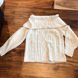 Cable knit off the shoulder sweater